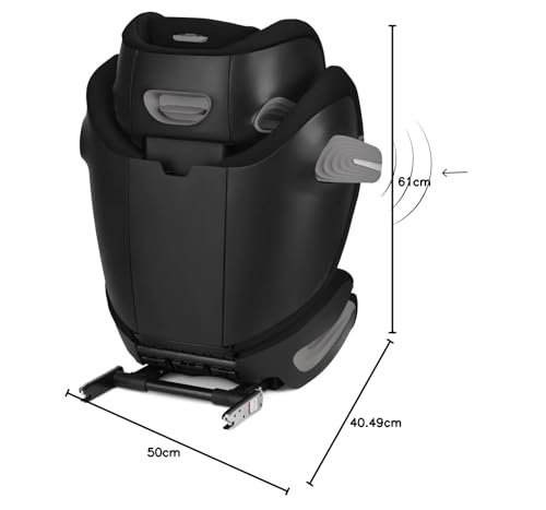 CYBEX Gold Siège Auto Solution S2 i-Fix, Pour les Voitures Avec et Sans ISOFIX, 100 - 150 cm, De 3 à 12 ans Environ (15 - 50 Kg), Moon Black