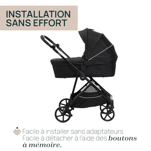 Chicco Trio Seety, Trio 3en1 avec Poussette, Nacelle et Siège Auto pour Bébé 40-80 cm, Comprenant la Poussette Seety avec Châssis Ultraléger, Système Modulaire Léger et Compact, 0 Mois - 4 Ans