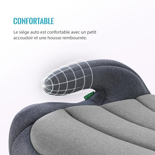 Jovikids Rehausseur Voiture Enfant, ISOFIX de 125 à 150 cm (Environ 6 à 12 ans 15-36 Kg), Siège Auto groupe 2 3, ECE R129, léger, Rehausseur Isofix (Noir)