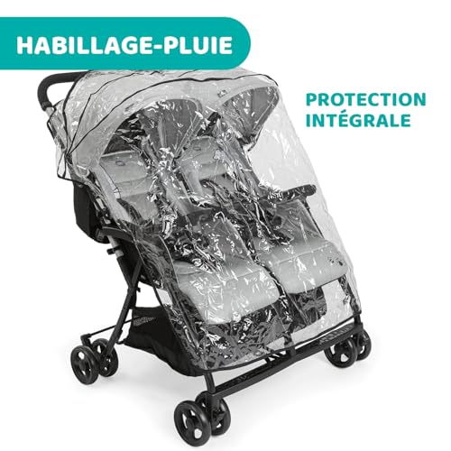 Chicco OHlalà Poussette Canne Double, Légère Inclinable et Pliable, Poussette pour Jumeaux de la Naissance à 15 kg, Fermeture Compacte, Inclus une Housse de Pluie, Capote Extensible - Rouge