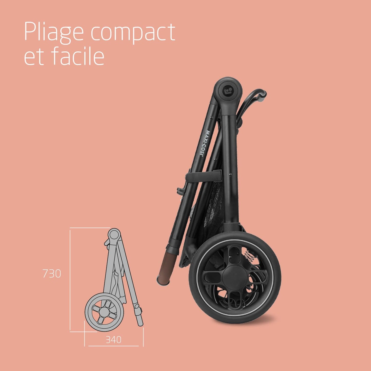 Maxi-Cosi Zelia S Trio Poussette 3 en 1, 0 à 4 Ans, Jusqu'à 22 kg, Poussette Bébé Pliable, Compacte et Inclinable, avec Siège Auto Bébé CabrioFix S i-Size, Accessoires, Sac à Langer, Gris