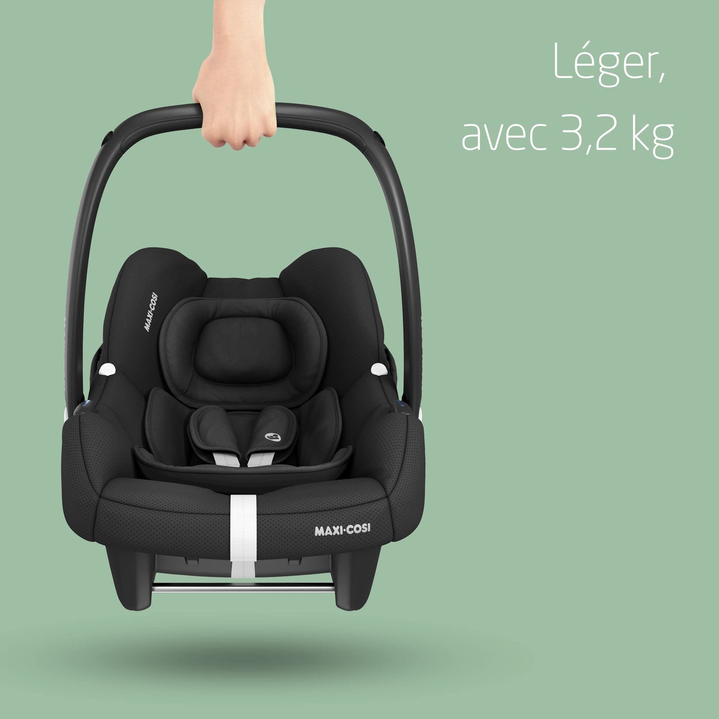 Maxi-Cosi CabrioFix i-Size, Siège Auto Bébé, 0 à 12 mois, 12 kg max., Siège Auto ISOFIX Léger (3,2 kg), Grand Canopy, Ultra-molletonné, Compatible avec les Poussettes Maxi-Cosi, Essential Black
