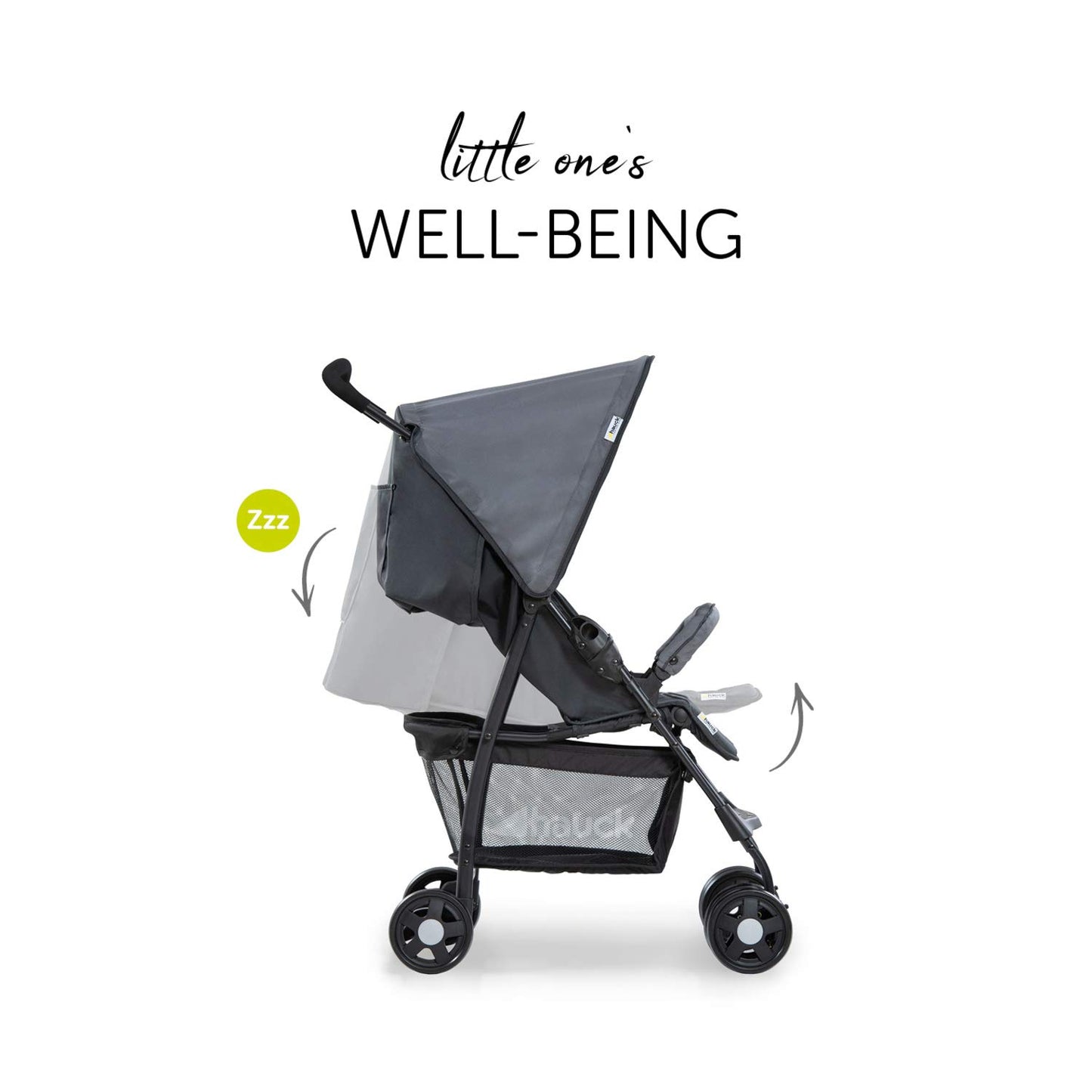 hauck Poussette Compacte Citadine Sport - Ultra Légère Seulement 5,9 kg, Pliable et Inclinable, Jusqu'à 15 kg, Capote Pare-Soleil, Grand Panier 3 kg, Gris