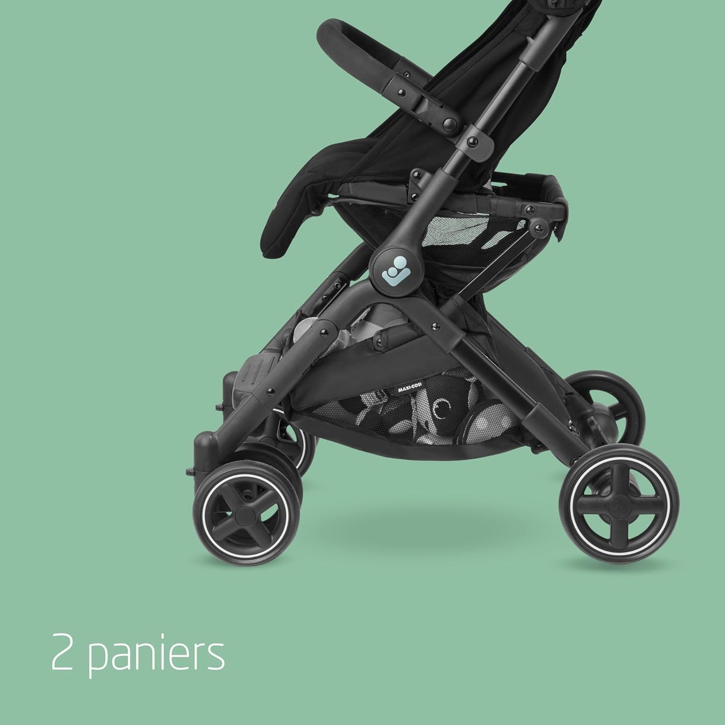 Maxi-Cosi Lara², Poussette Canne, 0-4 ans, 0-22 kg, Poussette Bebe Légère et Compacte, 3 Positions d'Inclinaison, Position Allongée, Pliage Automatique, Bandoulière, Essential Black