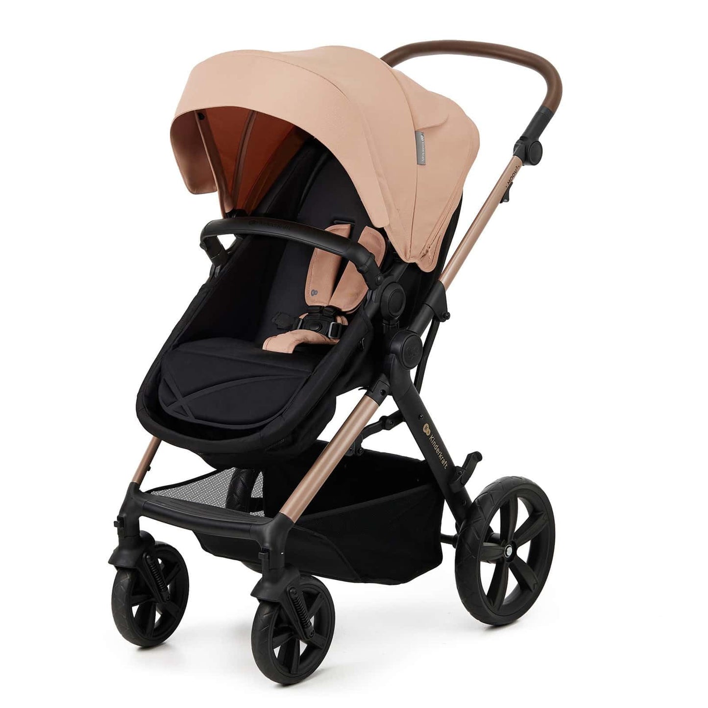 Kinderkraft MOOV2 AIR Poussette 3 en 1, Système de voyage de la naissance à 27 kg, Siège auto Mink PRO I-Size inclus, Capote extensible avec filtre UPF50+, Roues gonflables, Noir