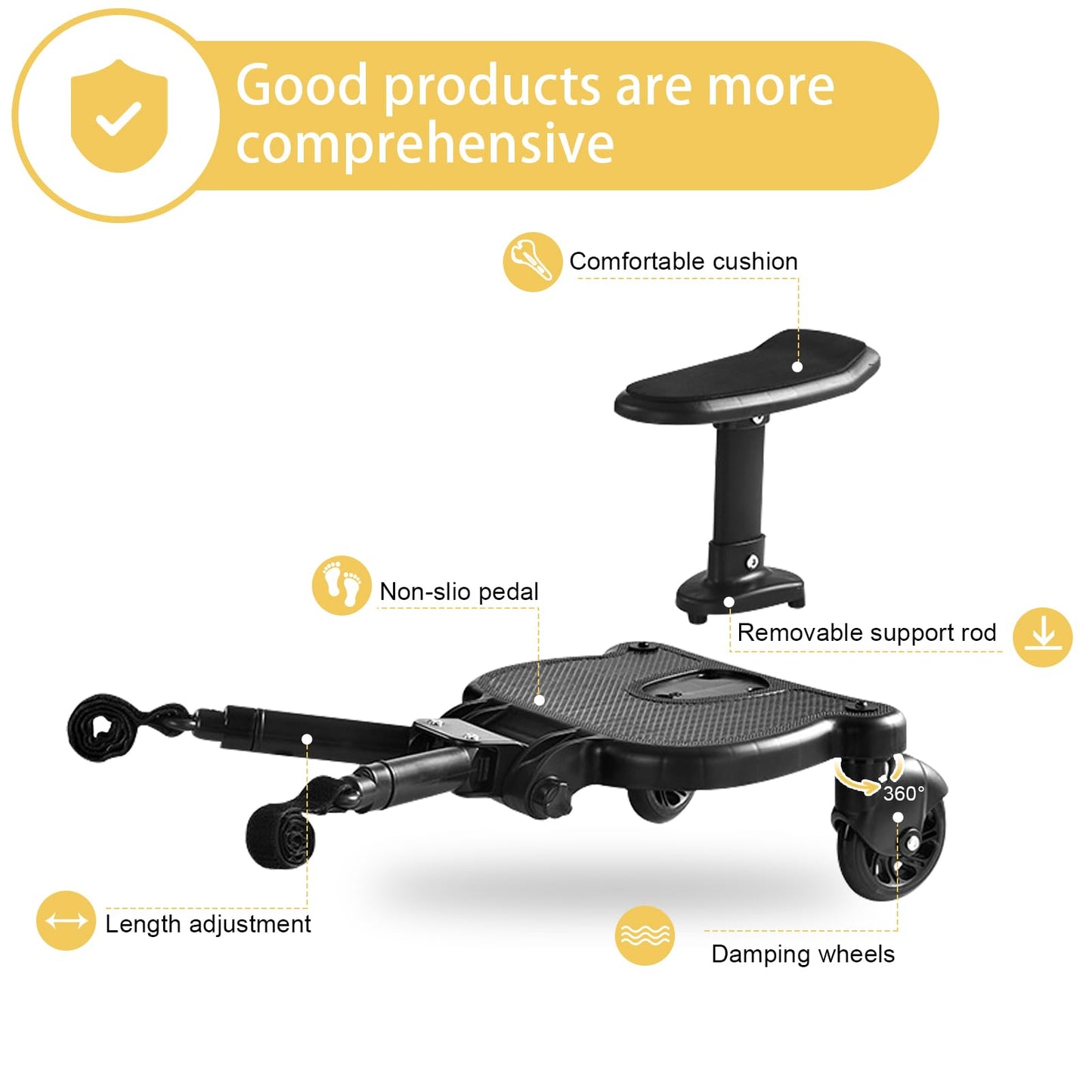 Planches À Roulettes Pour Bébé, Vihir Planche De Poussette À Suspension Intégrale, Adaptée À Différents Styles De Poussettes, Adaptée Aux Enfants De 2 À 5 Ans, Avec Une Charge Maximale De 25 kg
