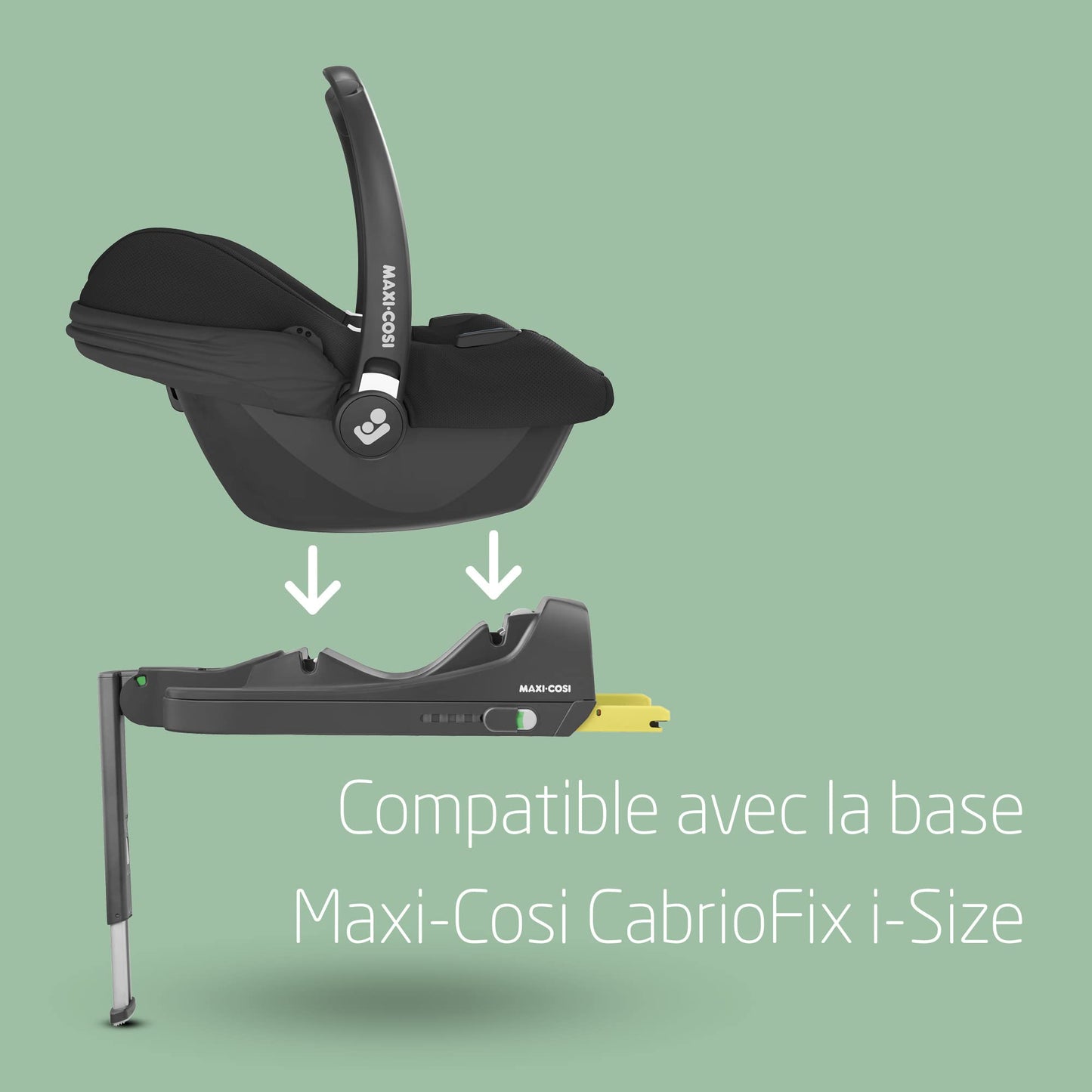 Maxi-Cosi CabrioFix i-Size, Siège Auto Bébé, 0 à 12 mois, 12 kg max., Siège Auto ISOFIX Léger (3,2 kg), Grand Canopy, Ultra-molletonné, Compatible avec les Poussettes Maxi-Cosi, Essential Black