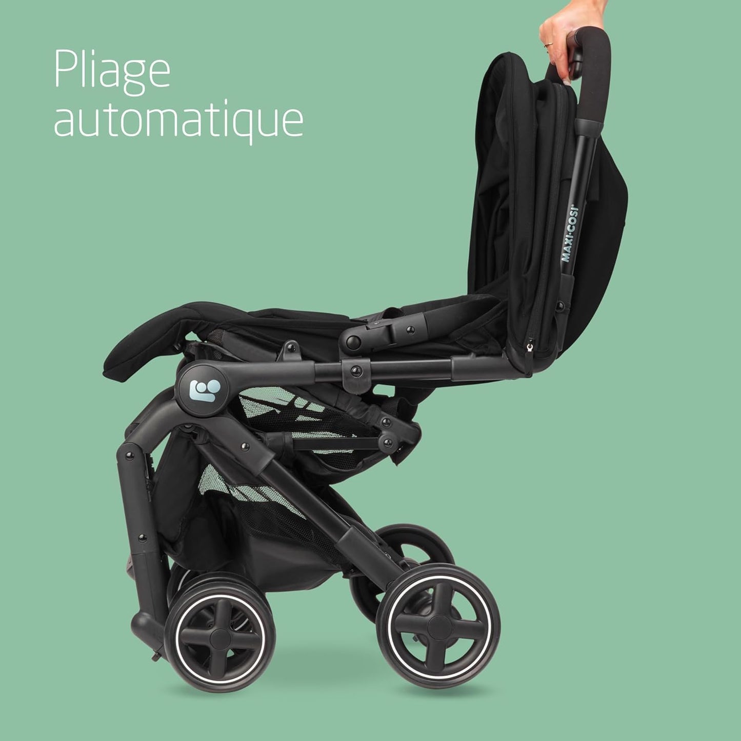 Maxi-Cosi Lara², Poussette Canne, 0-4 ans, 0-22 kg, Poussette Bebe Légère et Compacte, 3 Positions d'Inclinaison, Position Allongée, Pliage Automatique, Bandoulière, Essential Black