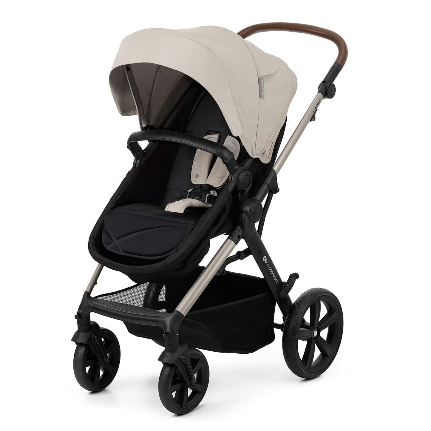 Kinderkraft MOOV2 AIR Poussette 3 en 1, Système de voyage de la naissance à 27 kg, Siège auto Mink PRO I-Size inclus, Capote extensible avec filtre UPF50+, Roues gonflables, Noir