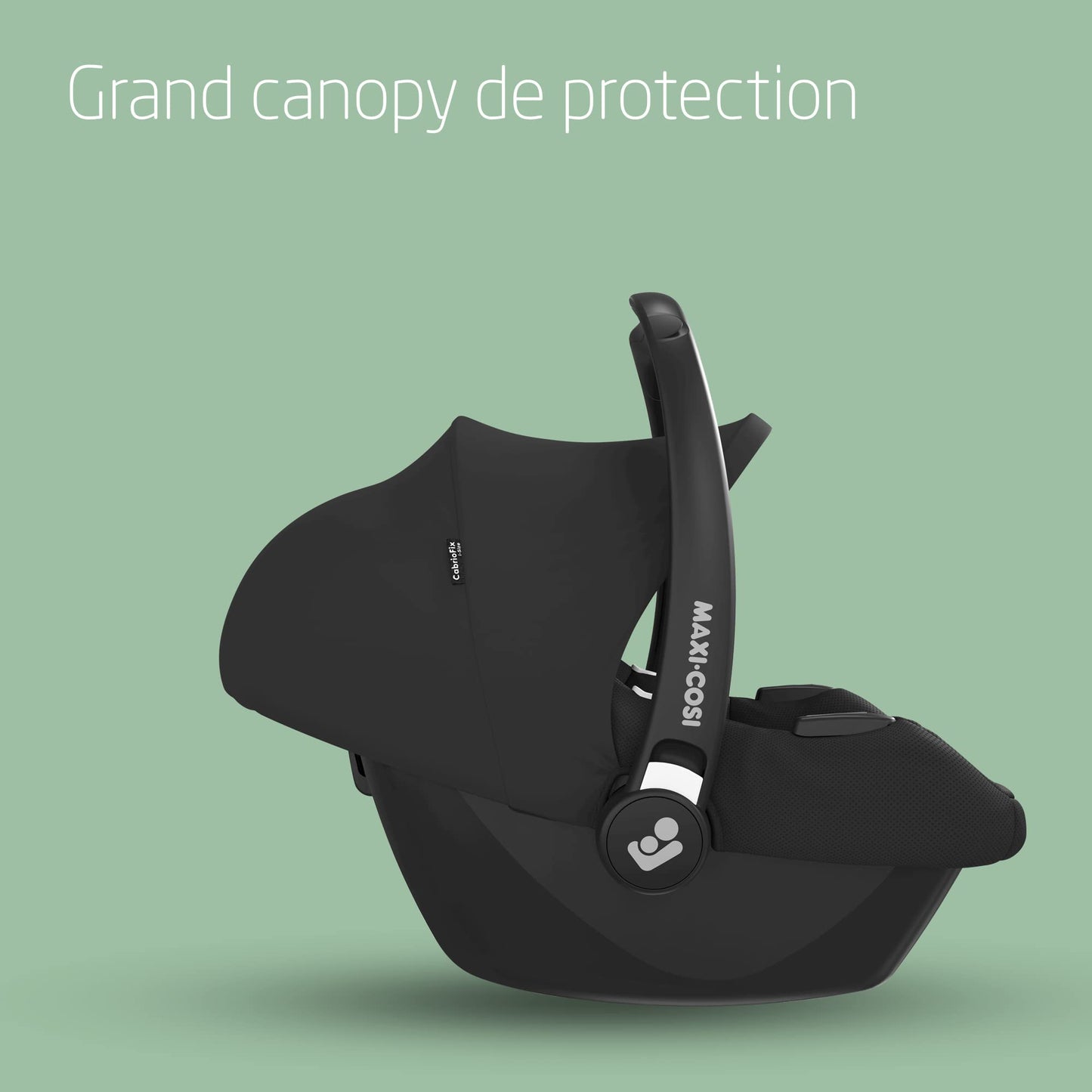 Maxi-Cosi CabrioFix i-Size, Siège Auto Bébé, 0 à 12 mois, 12 kg max., Siège Auto ISOFIX Léger (3,2 kg), Grand Canopy, Ultra-molletonné, Compatible avec les Poussettes Maxi-Cosi, Essential Black