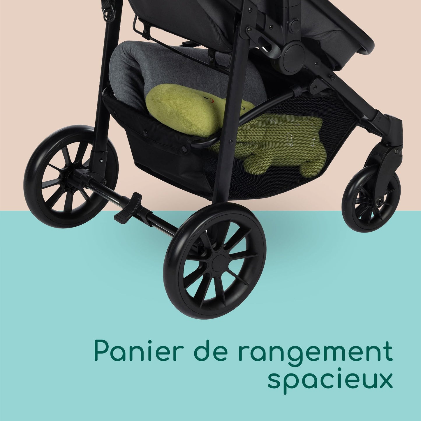 Bebeconfort Haze Trio, Poussette 3 en 1, 0-4 ans, 22 kg max, assise 2-en-1, poussette réversible et légère, siège auto bébé i-Size, pliage compact, panier spacieux, Tinted Stone