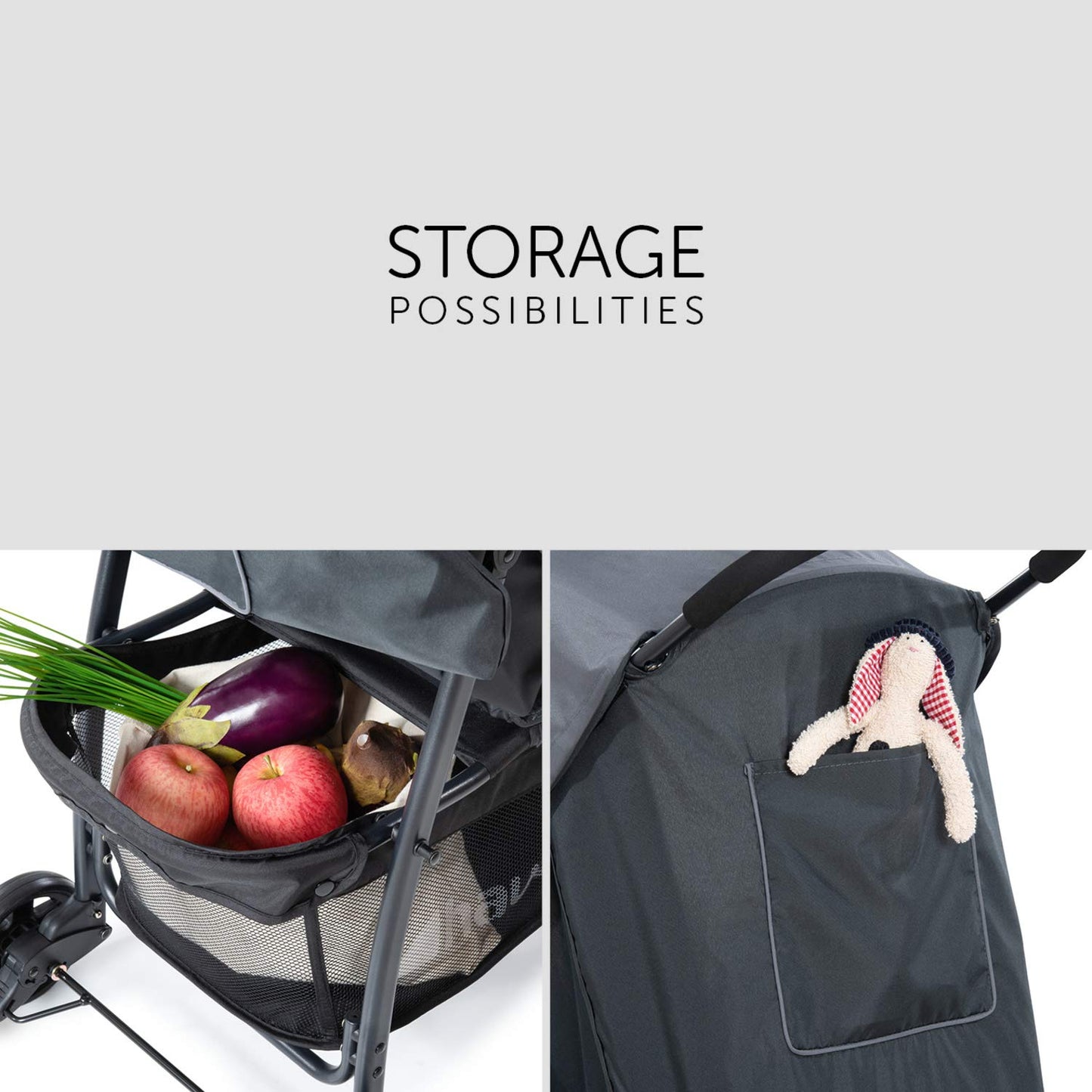 hauck Poussette Compacte Citadine Sport - Ultra Légère Seulement 5,9 kg, Pliable et Inclinable, Jusqu'à 15 kg, Capote Pare-Soleil, Grand Panier 3 kg, Gris