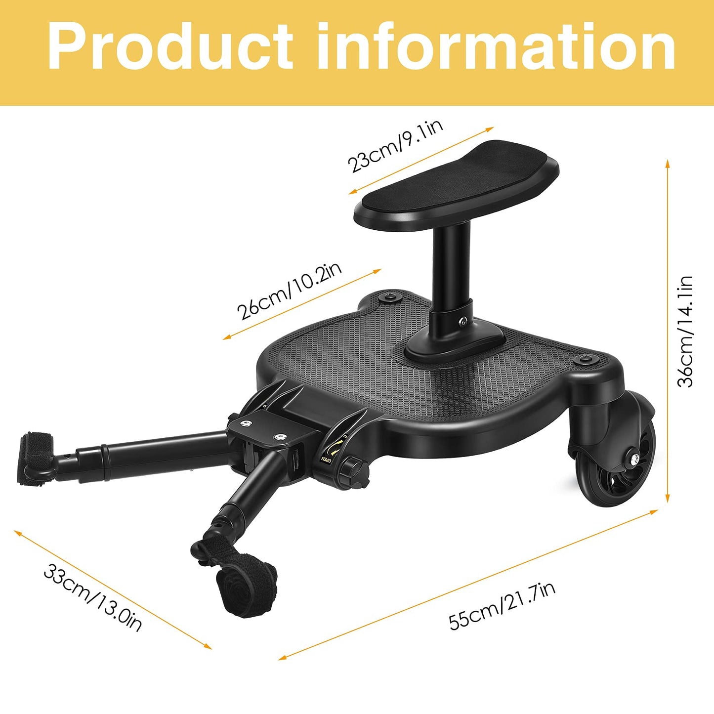 Planches À Roulettes Pour Bébé, Vihir Planche De Poussette À Suspension Intégrale, Adaptée À Différents Styles De Poussettes, Adaptée Aux Enfants De 2 À 5 Ans, Avec Une Charge Maximale De 25 kg