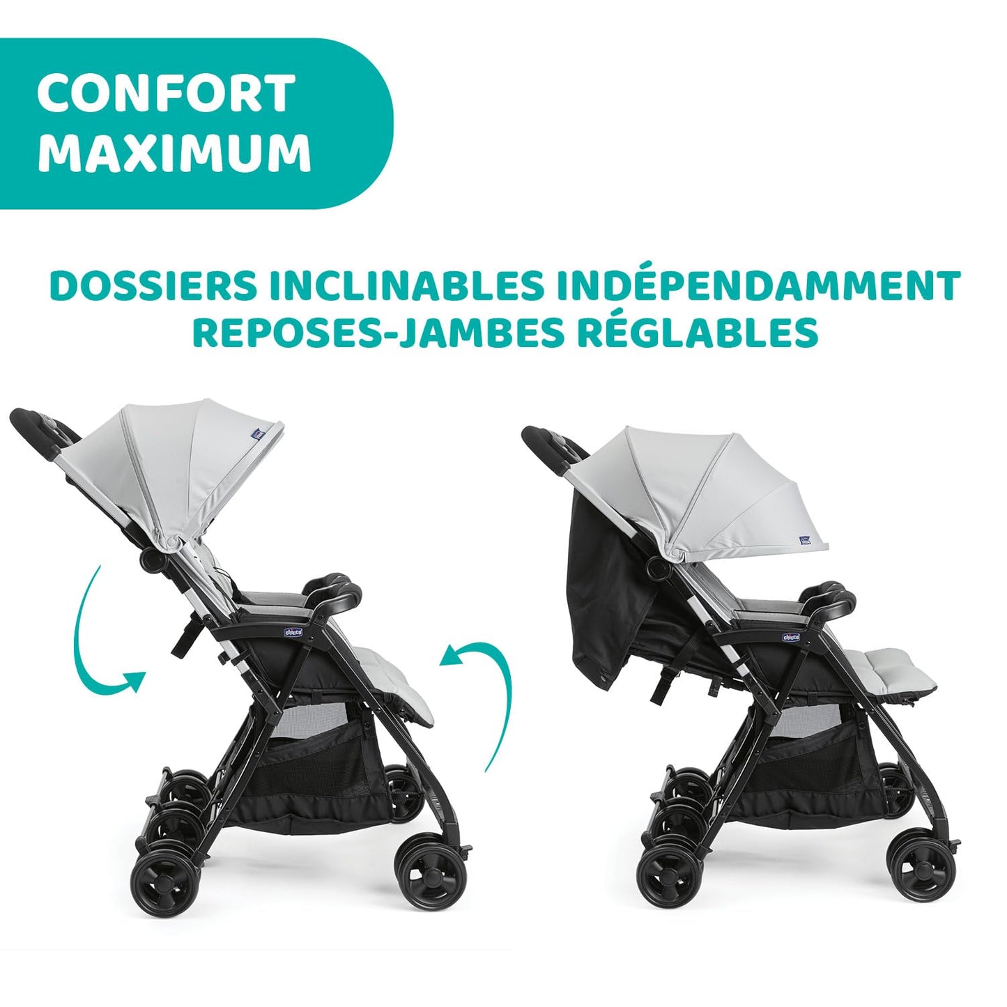 Chicco OHlalà Poussette Canne Double, Légère Inclinable et Pliable, Poussette pour Jumeaux de la Naissance à 15 kg, Fermeture Compacte, Inclus une Housse de Pluie, Capote Extensible - Rouge