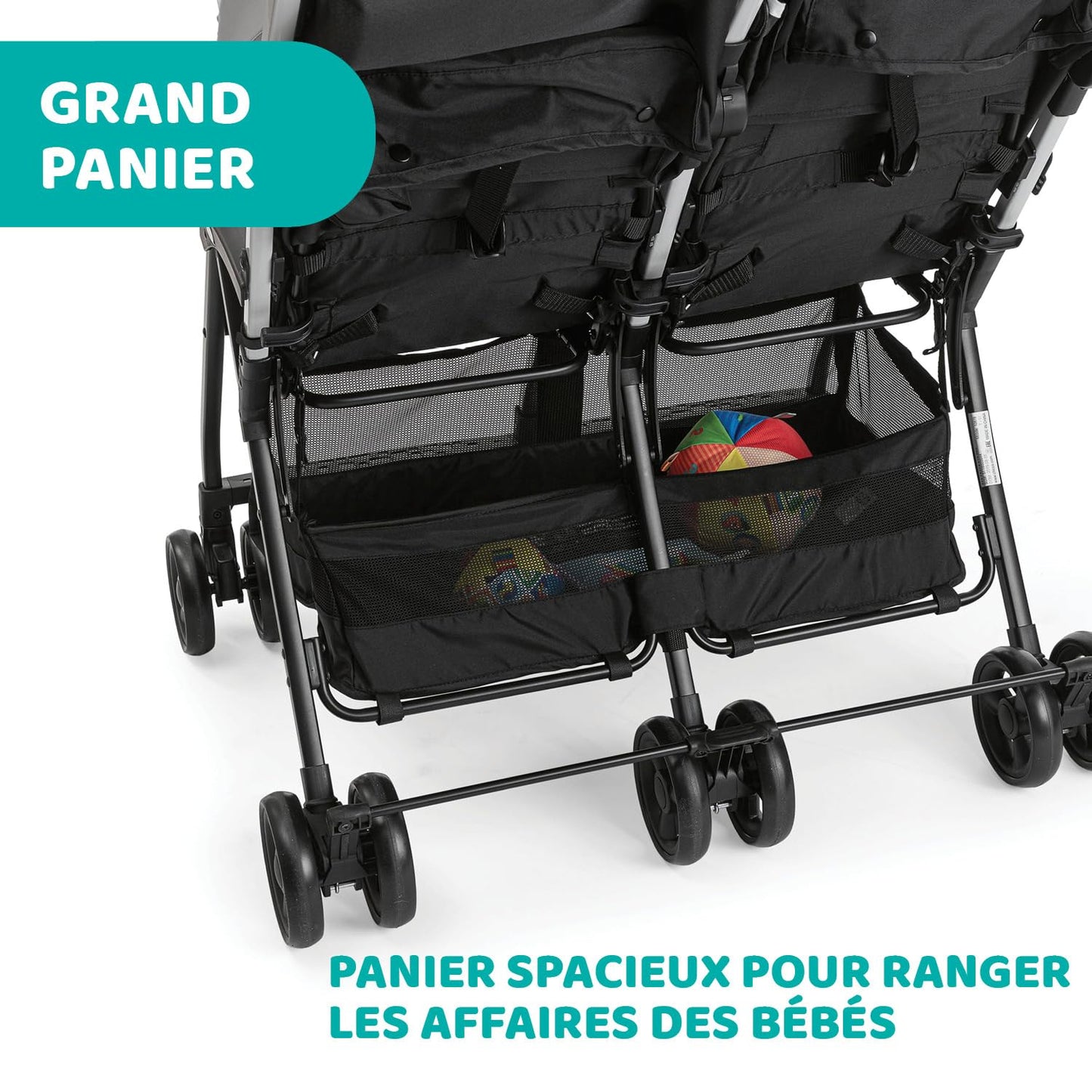 Chicco OHlalà Poussette Canne Double, Légère Inclinable et Pliable, Poussette pour Jumeaux de la Naissance à 15 kg, Fermeture Compacte, Inclus une Housse de Pluie, Capote Extensible - Rouge
