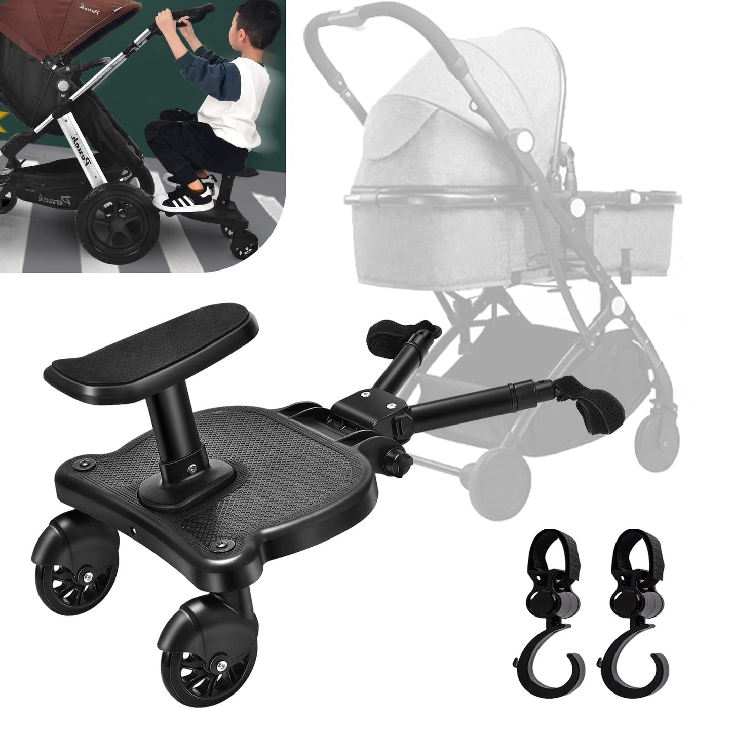 Planches À Roulettes Pour Bébé, Vihir Planche De Poussette À Suspension Intégrale, Adaptée À Différents Styles De Poussettes, Adaptée Aux Enfants De 2 À 5 Ans, Avec Une Charge Maximale De 25 kg