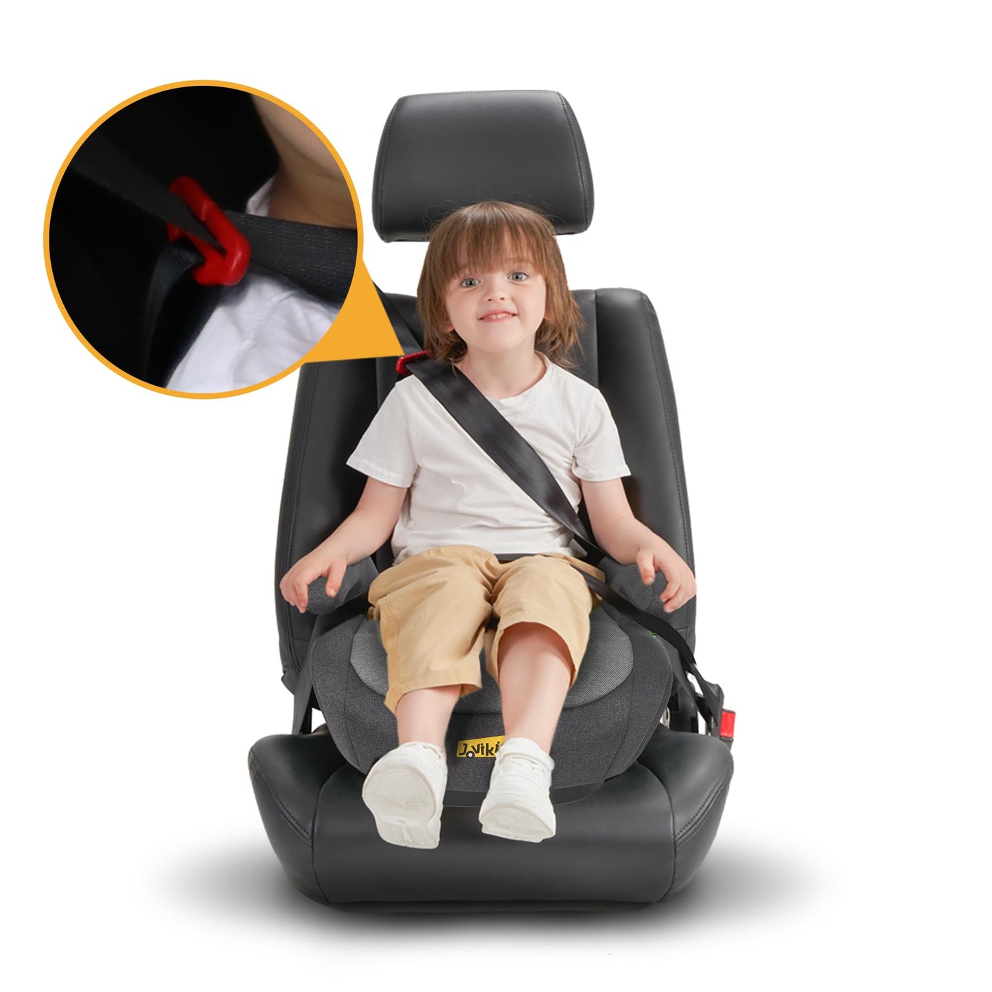 Jovikids Rehausseur Voiture Enfant, ISOFIX de 125 à 150 cm (Environ 6 à 12 ans 15-36 Kg), Siège Auto groupe 2 3, ECE R129, léger, Rehausseur Isofix (Noir)