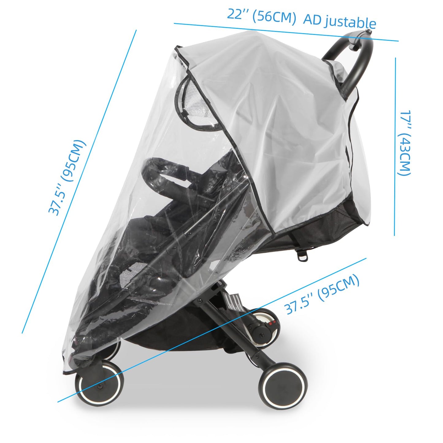 Habillage Pluie Universelle pour Poussette -Protection Pluie Poussette Universelle -Protection contre les intempéries et le vent -Protection contre le soleil, la poussière, la neige