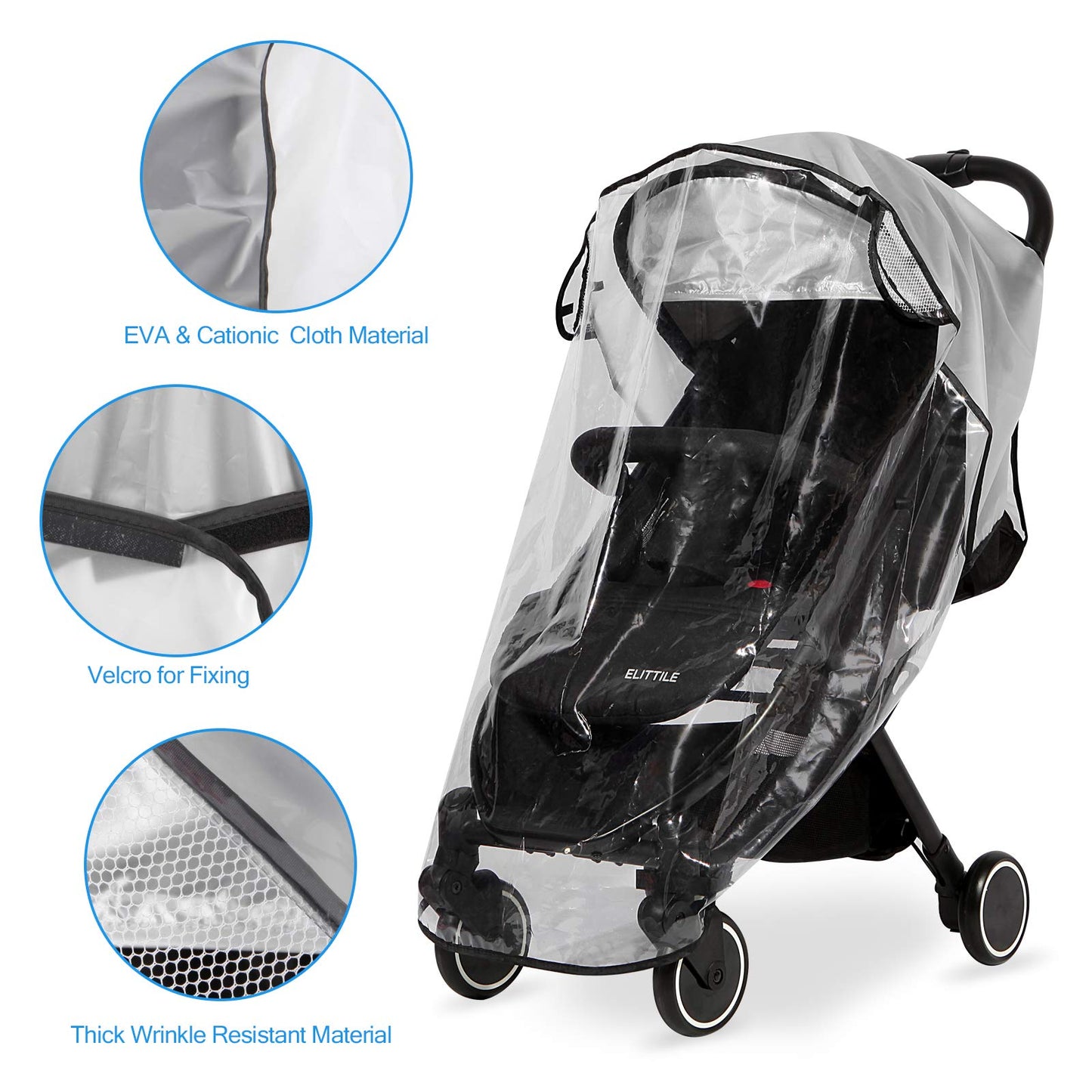 Habillage Pluie Universelle pour Poussette -Protection Pluie Poussette Universelle -Protection contre les intempéries et le vent -Protection contre le soleil, la poussière, la neige