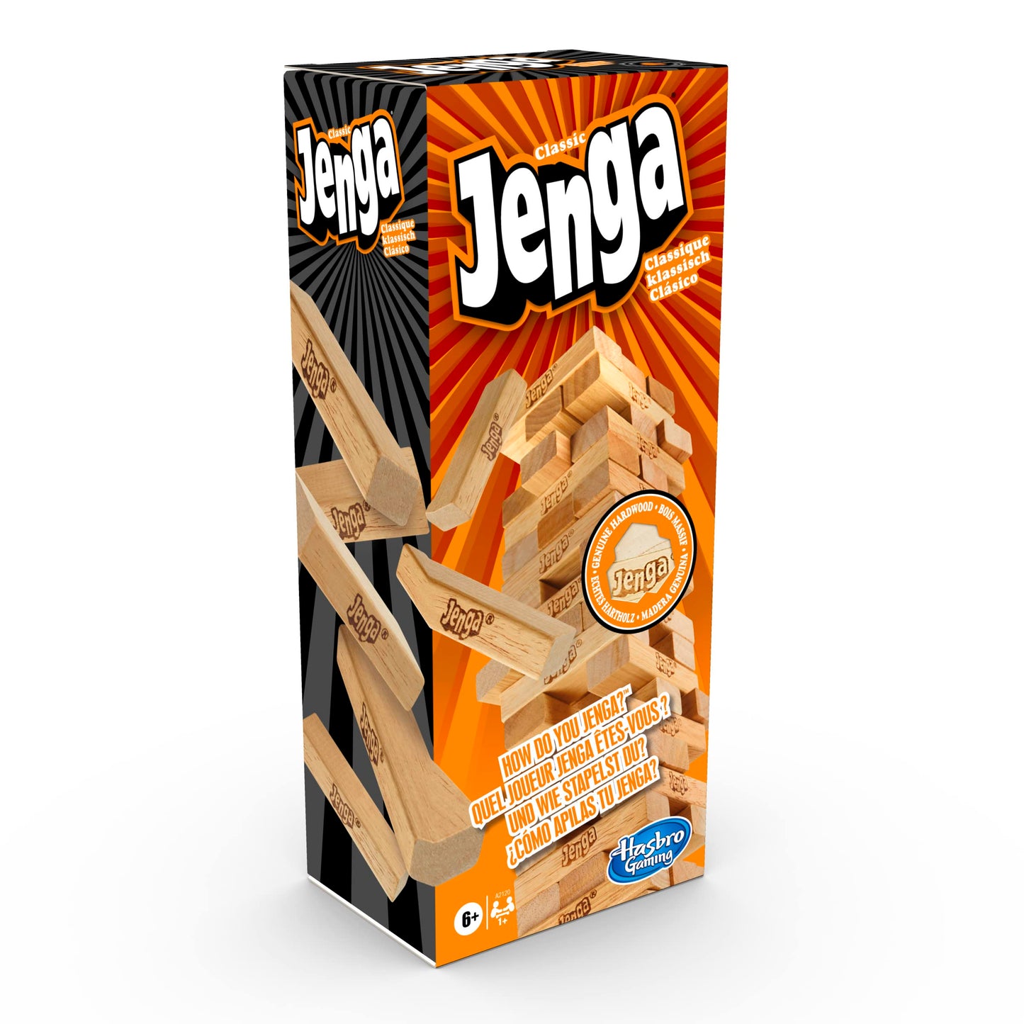 Hasbro Gaming Jenga, Jeu de société en Bois, Jeu de Voyage pour Enfant et familles, Version française, Idées Cadeaux d'anniversaire, À partir de 6 Ans