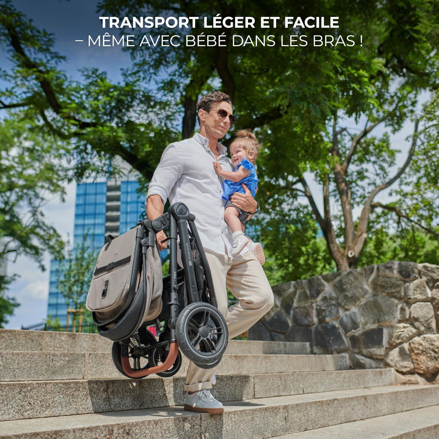 Kinderkraft ESME Poussette 3 en 1 avec porte-bébé Mink PRO I-Size, système de voyage, poussette bébé, poussette pliable, pour nouveau-né jusqu'à 4 ans, Gris