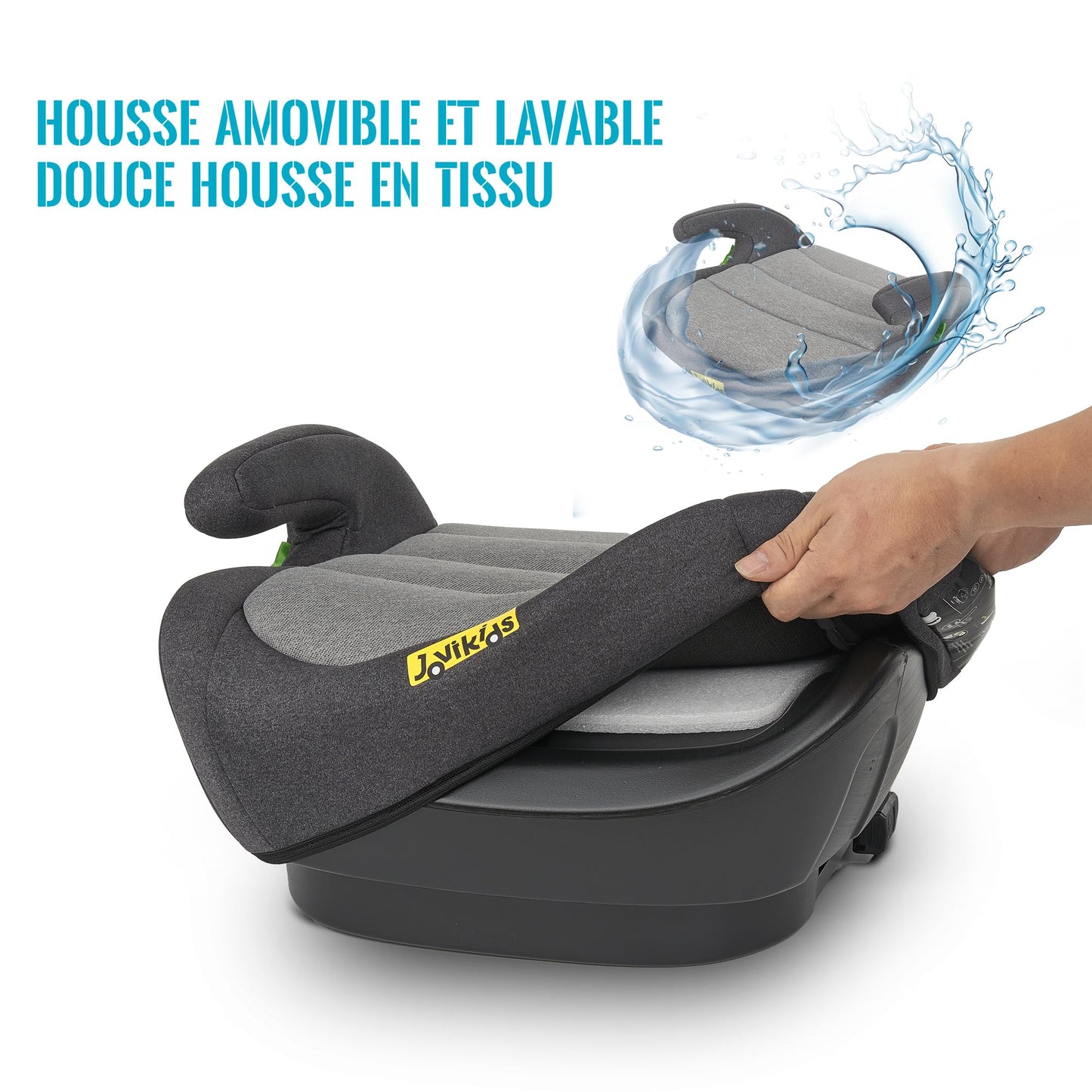 Jovikids Rehausseur Voiture Enfant, ISOFIX de 125 à 150 cm (Environ 6 à 12 ans 15-36 Kg), Siège Auto groupe 2 3, ECE R129, léger, Rehausseur Isofix (Noir)
