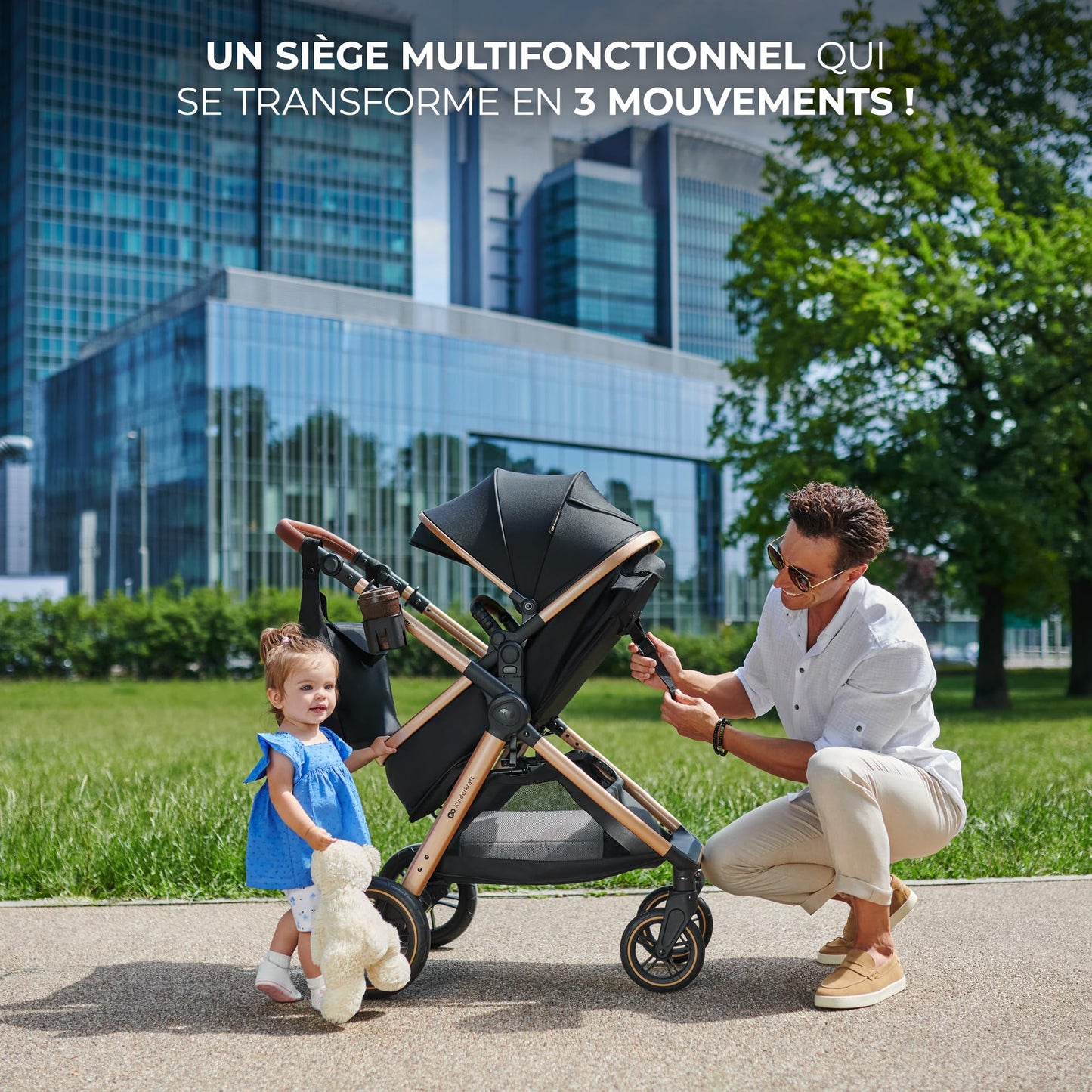 Kinderkraft ESME Poussette 3 en 1 avec porte-bébé Mink PRO I-Size, système de voyage, poussette bébé, poussette pliable, pour nouveau-né jusqu'à 4 ans, Gris