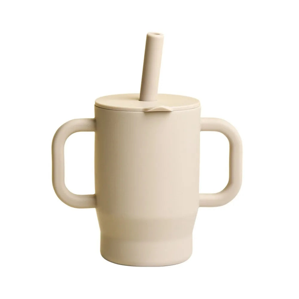 Gobelet en silicone avec paille – 180ml, sans BPA, anti-chute