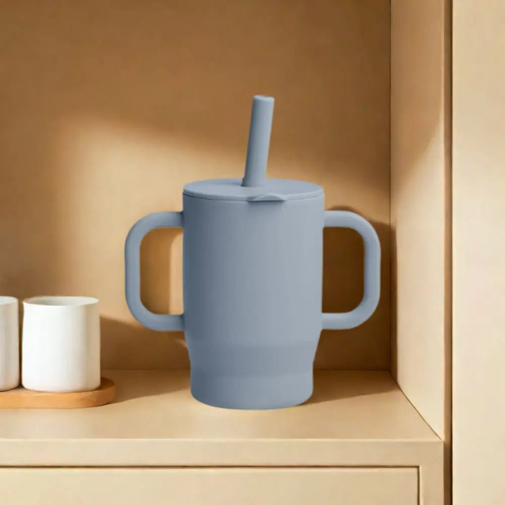 Gobelet en silicone avec paille – 180ml, sans BPA, anti-chute