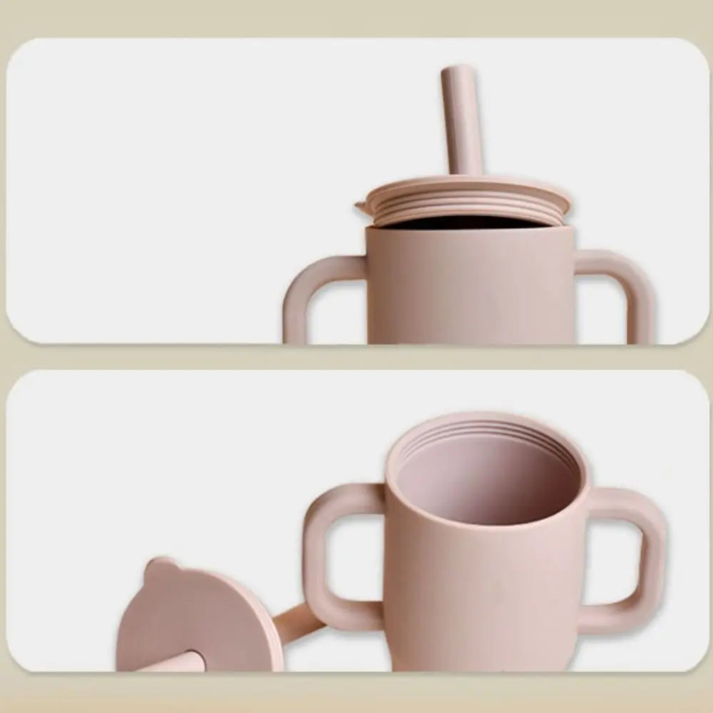 Gobelet en silicone avec paille – 180ml, sans BPA, anti-chute