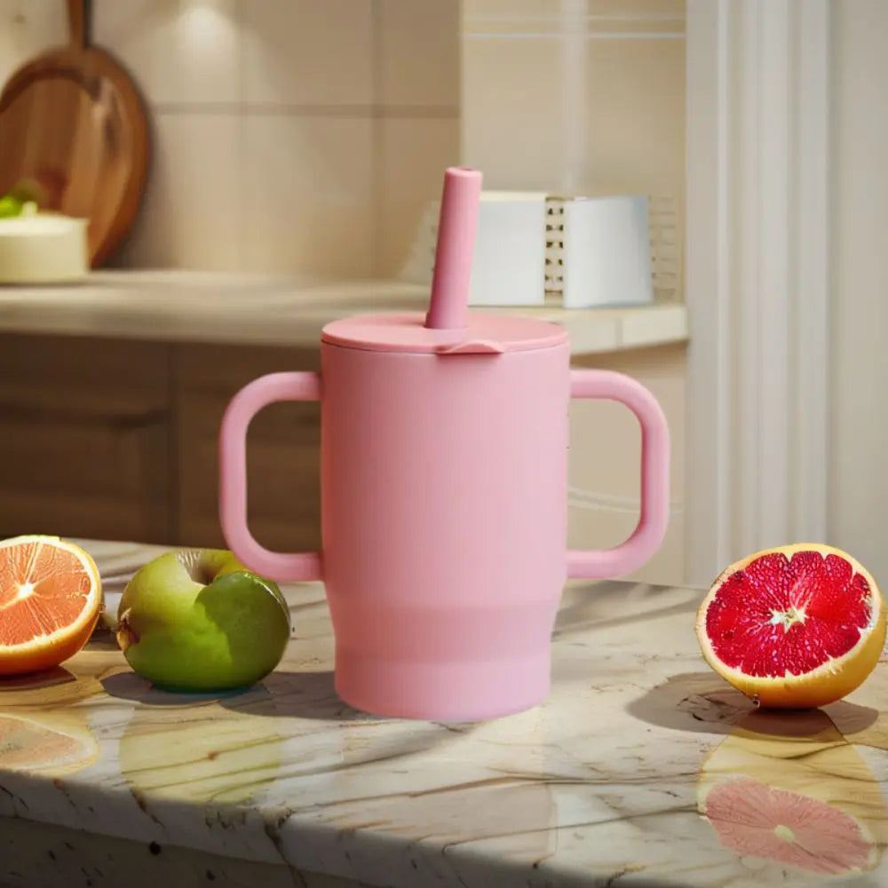 Gobelet en silicone avec paille – 180ml, sans BPA, anti-chute