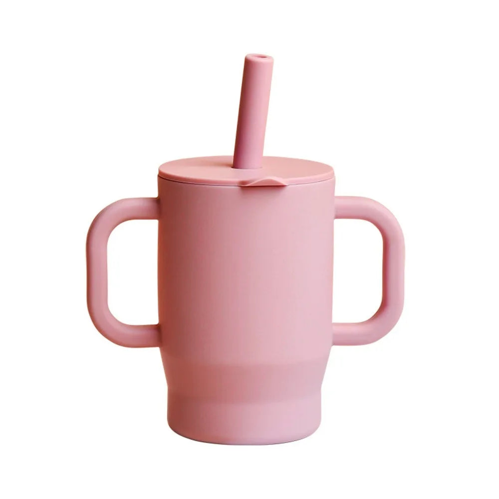 Gobelet en silicone avec paille – 180ml, sans BPA, anti-chute