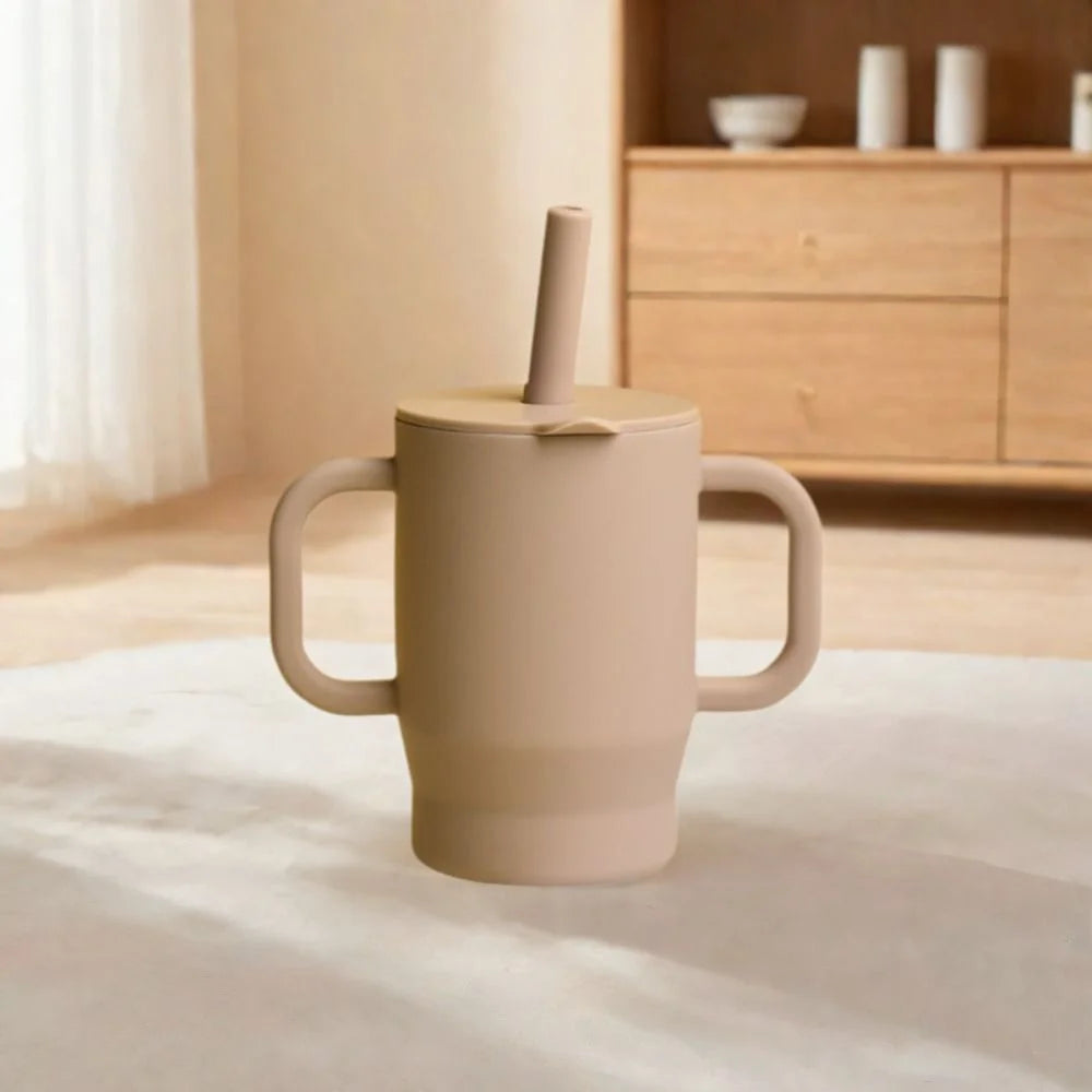 Gobelet en silicone avec paille – 180ml, sans BPA, anti-chute