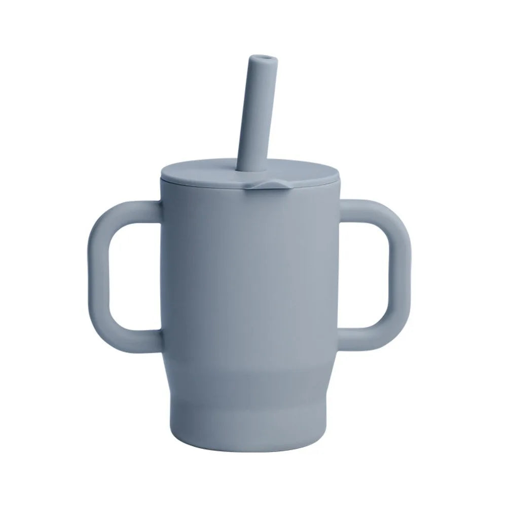 Gobelet en silicone avec paille – 180ml, sans BPA, anti-chute