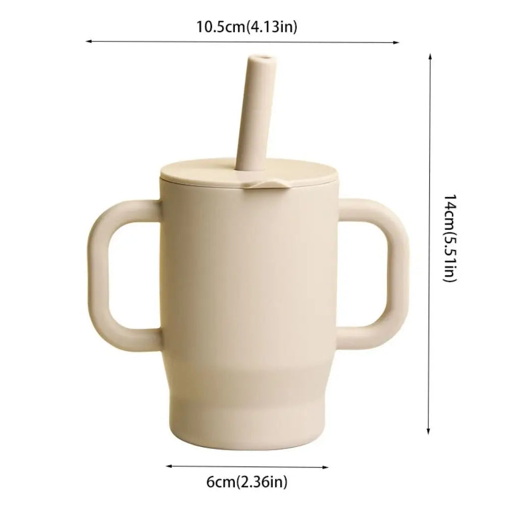 Gobelet en silicone avec paille – 180ml, sans BPA, anti-chute