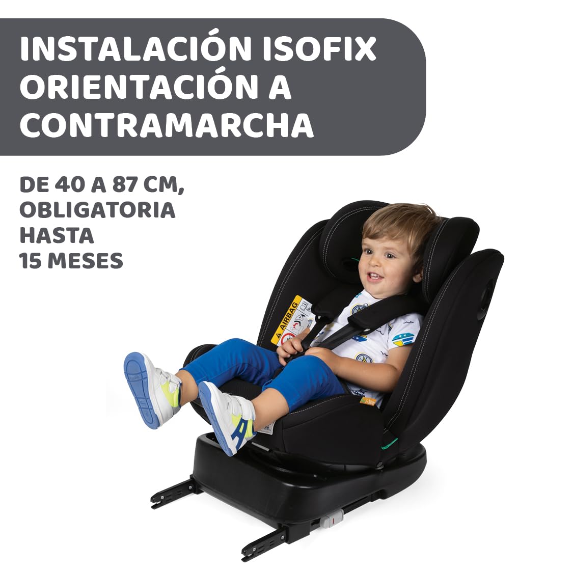 Chicco UnicoEvoI-Size, Siège Auto 0-36 Kg, homologué ECE R129/03, Isofix 360° pivotant et inclinable, Groupe 0+/1/2/3 De 0 à 12 ans, Black