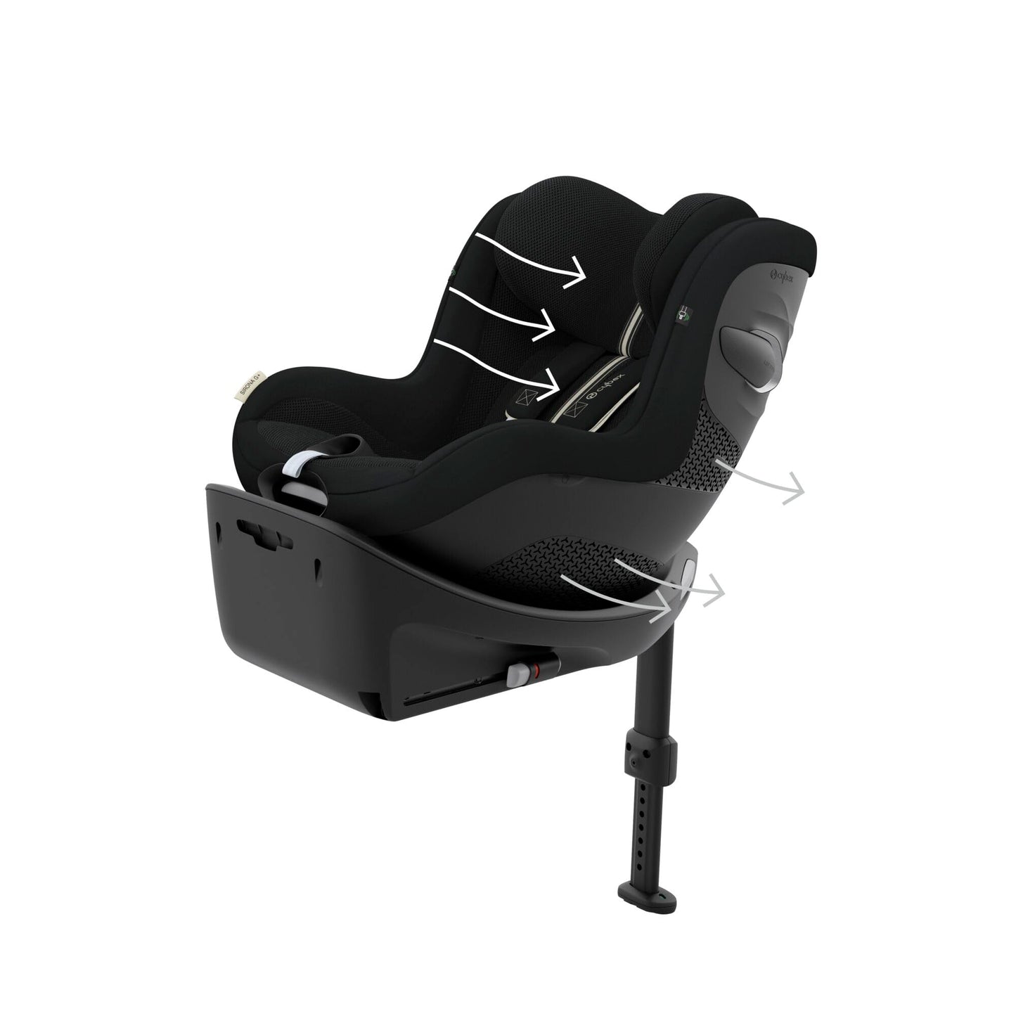 CYBEX Gold Siège-Auto Sirona G i-Size Plus, Sans Base, De 3 mois à 4 ans environ (dès la naissance avec le Réducteur), Max. 19 kg, 61-105 cm (dès 40 cm avec le Réducteur), Moon Black