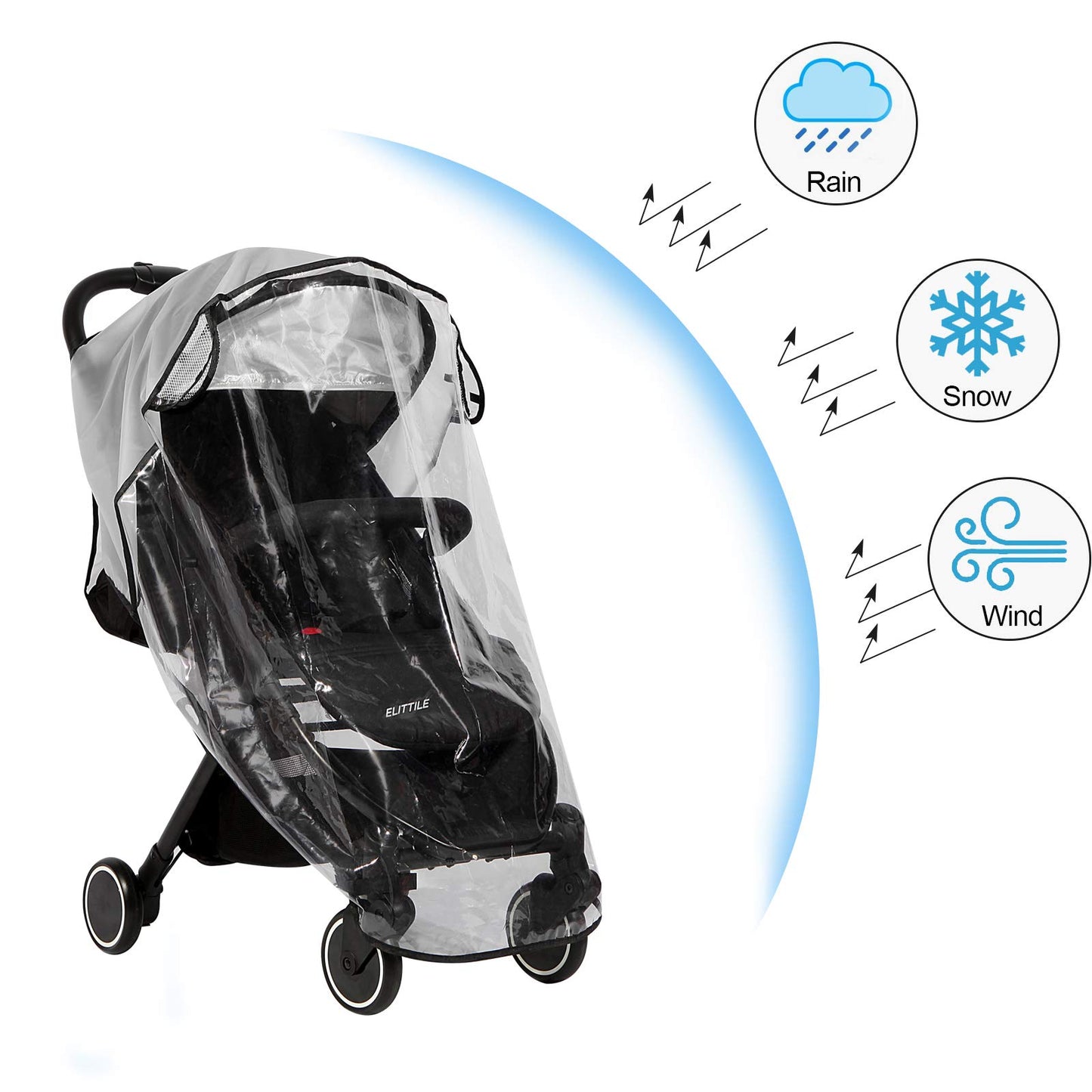 Habillage Pluie Universelle pour Poussette -Protection Pluie Poussette Universelle -Protection contre les intempéries et le vent -Protection contre le soleil, la poussière, la neige